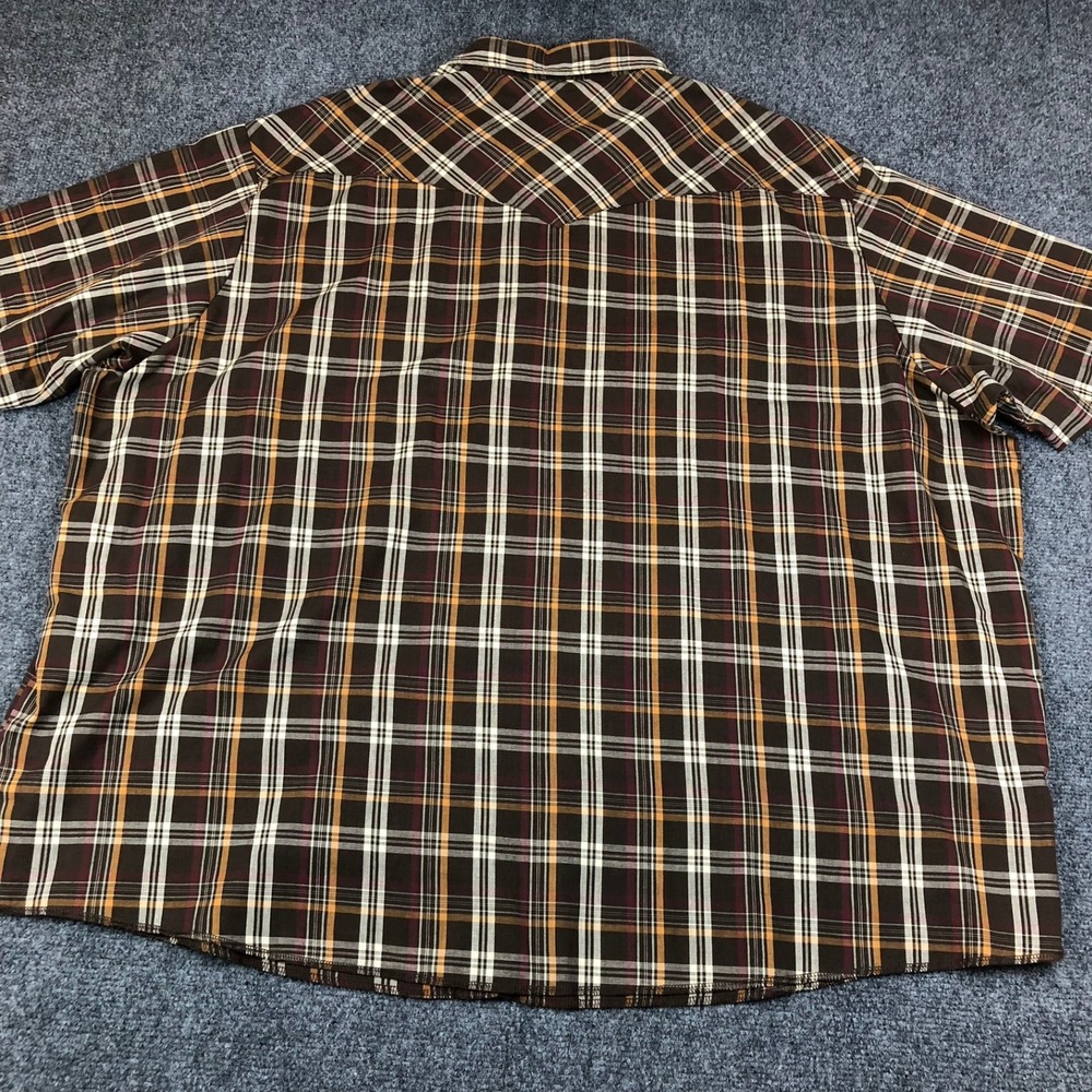 Wrangler Western Shirt Mens 4X Blue Green Plaid Pearl Snap Short Sleeve Big Tall - Picture 12 of 14